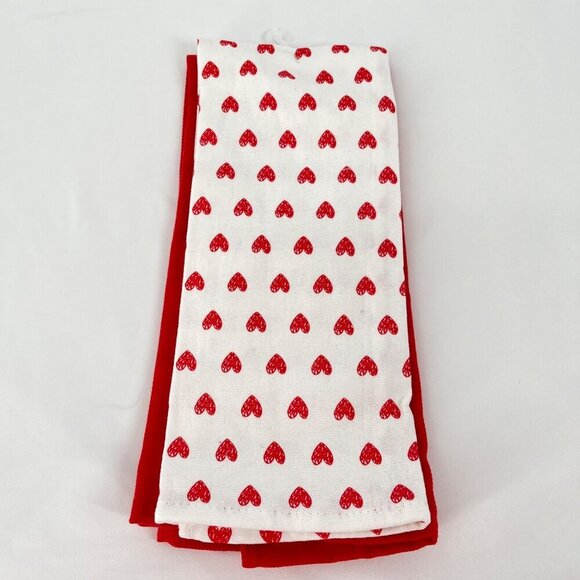 Valentines Day Gnome Dish Towels Set Of 8 100% Cotton Red & White - Picture 6 of 9